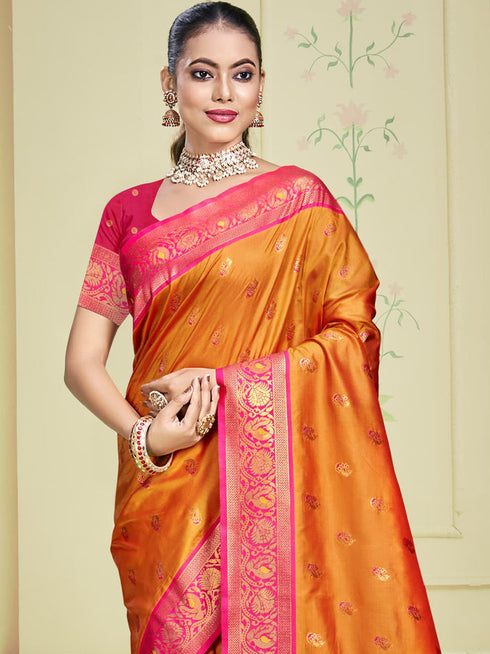 Deeva Sarees Light Orange Silk Saree